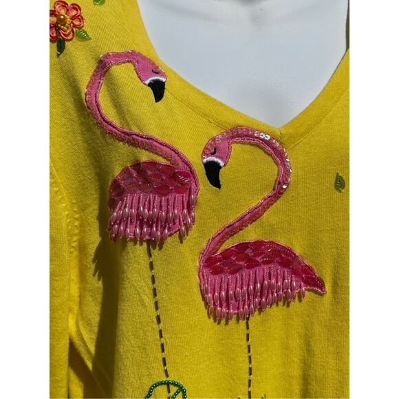 Jack B Quick Vintage Yellow, Pink, Green, V Neckline Sweater Size XL - Picture 4 of 8